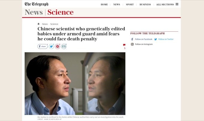 中国の遺伝子編集ベビー科学者が「死刑」の可能性浮上！ 秘密研究と55億円、謎の失踪、贈収賄、知識ゼロ…新事実続々の画像1