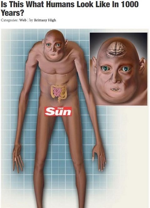 脳とキンタマが縮小、頭は禿げ、肌もシワだらけ!? 専門家が導き出した「1000年後の人類」がキモすぎる！の画像1