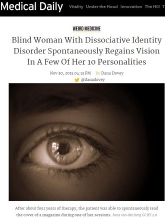 【脳の不思議】10の人格を持つ盲目女性が一部の人格において視力が回復！の画像1