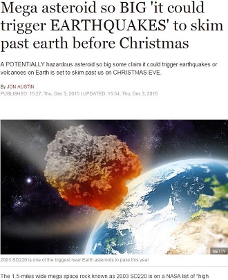 【悲報】クリスマスに巨大小惑星「2003 SD220」が衝突？接近しただけで地震、噴火、大陸消滅のてんこもり！の画像1