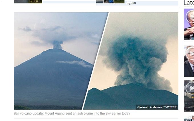 バリ「アグン山」の噴火は世界の空を不気味な色に変える！ 学者が断言、噴煙高さ1万m超えで全人類が「ムンクの叫び」状態に（現在9000m）！の画像1