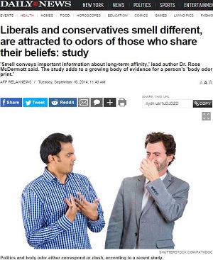 右翼と左翼は体臭で区別できることが判明？　研究論文「人は自分と似た政治思想をもつ人の体臭に惹かれる」の画像1