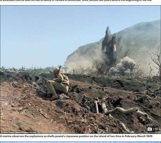 眼前によみがえる硫黄島の死闘！ 歴史的瞬間を捉えた写真が続々カラー化、臨場感がハンパない！の画像4
