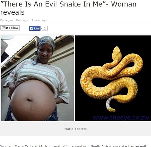 セックスすると腹部に住んでいる蛇が暴れる女？  南アフリカの恐怖の呪いの画像1