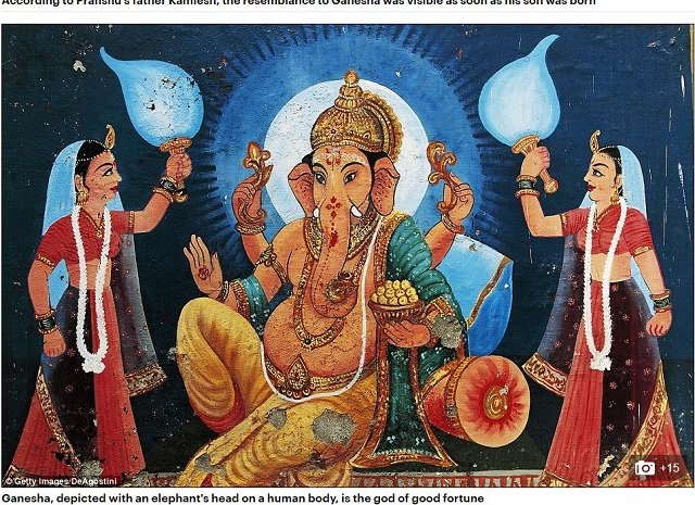 象の頭に人間の身体をもつ6歳少年、神の子として崇められ威厳タップリ！ 謎の奇病に負けぬガネーシャ君の日常とは？の画像1