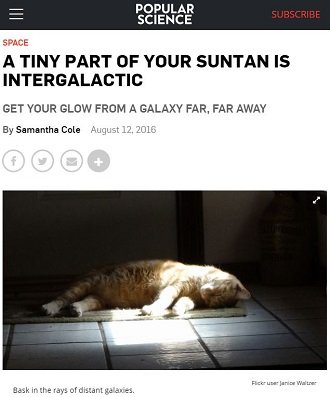 あなたの日焼けは「宇宙焼け」だった！ 1秒間に100億フォトン降り注ぐ「銀河系外背景光」の謎の画像1