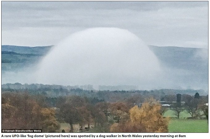 英国で超巨大な霧のドーム出現！ 専門家が警告「雲にカモフラージュしたUFOが偵察している」の画像3