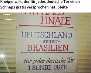 【W杯】「ドイツ1ゴールにつき、１杯タダ」にした酒場が破産!?  ドイツ圧勝が与えた影響!!の画像1