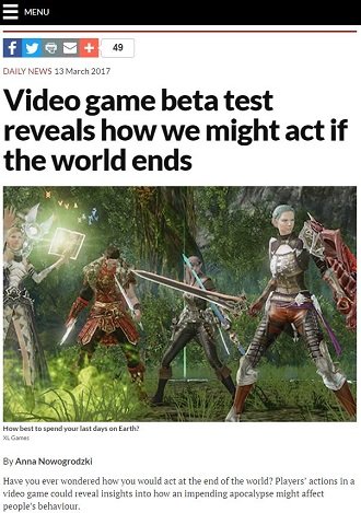 地球滅亡が確実になった時に人はどう行動するのか？ 殺人や暴動よりゾクッとする結果に… オンラインゲーム研究で判明の画像2
