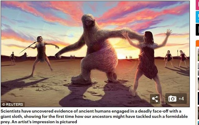 古代人は二足歩行の超巨大ナマケモノ（3m）と死闘を繰り広げていたことが化石でガチ判明！ 体重は700キロまるでモンスター！の画像2