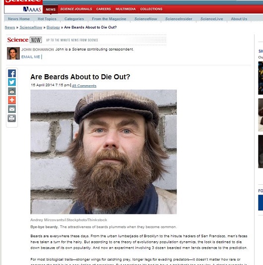 【科学論文】人気絶頂のヒゲ男子、しかし絶滅の時は近い!?の画像1