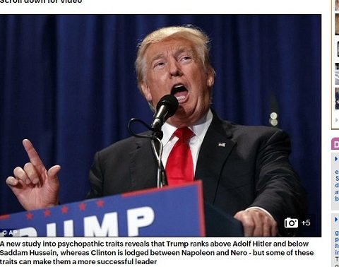 サイコパスなのはヒトラーよりもトランプ！ ヒラリーは暴君ネロとナポレオンの間のスコアの画像2
