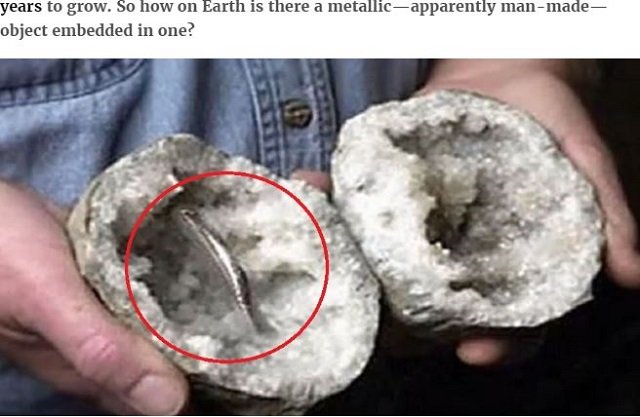 古代の晶洞石内部に埋め込まれた謎の人工金属片が発見される！ 新オーパーツに専門家も驚愕、超古代文明のエイリアン技術か!?の画像2