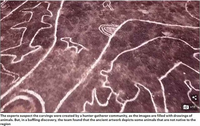 インド州当局が3.6億円でエイリアン文明調査か!? 古代インドの岩絵にアフリカの動物が描かれていることが判明での画像4