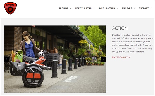 未来の一輪バイク、「Ryno」がカッコよすぎる!!腰のひねりで自在に運転、4月から一般発売!の画像2