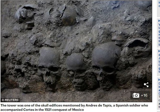 メキシコで頭蓋骨を固めて作った「スカル・タワー（6m）」が発掘される！ アステカ文明の生贄文化の犠牲者か!?の画像2