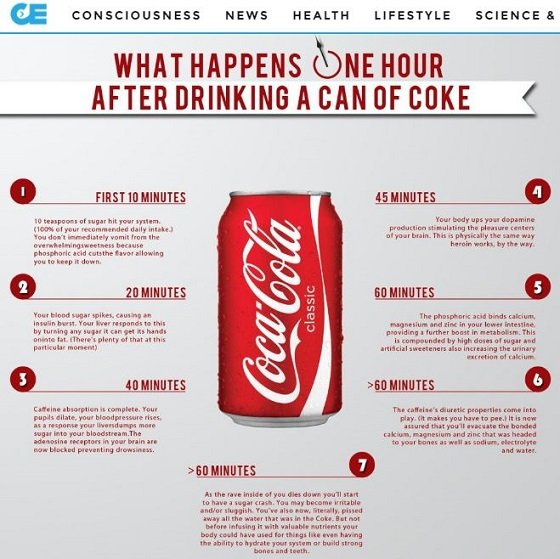 「シュガークラッシュ」 ― コーラを飲んで60分以内に体内で起きる、驚愕の変化とは？の画像1