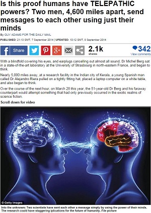 「テレパシー実験」遂に成功？人類が迎える新たな「脳コミュニケーション」時代とは？の画像1