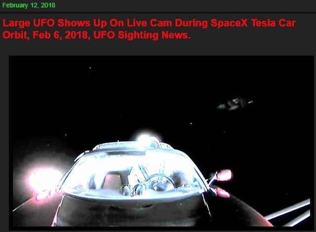 宇宙に送られたテスラ車の近くにクワッドコプター型UFO出現！ 研究者断言「そもそもイーロン・マスクが宇宙人」の画像1