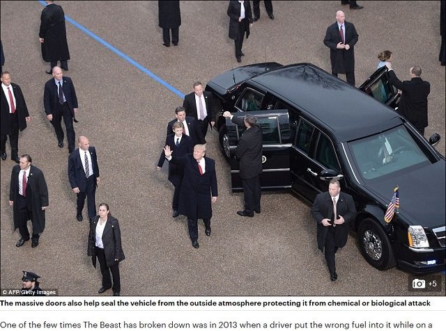 トランプ専用車「ビースト」が無敵すぎる！  化学兵器や爆弾にも負けない走る最高司令室のスペックとは？の画像3