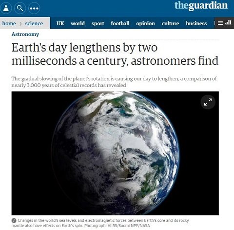地球の回転が徐々にスローダウン、1日は25時間になる！ 自転にブレーキがかかる意外な要因とは？の画像1
