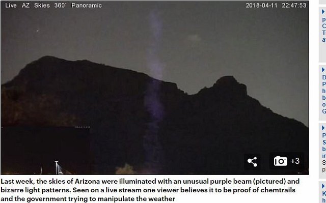 米フェニックスで「紫ビームと高速移動UFO」の目撃相次ぐ異常事態！ HAARPか、ニビル急接近か、ケムトレイルか… 大激論に発展中！の画像1