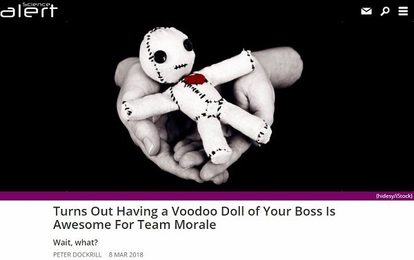 上司を「ブードゥ人形」で呪うと職場のモラルが超向上することが実験で判明！ 呪い方も伝授（最新研究）の画像3