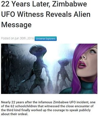 「小学校62人UFO事件」から22年。遂に当事者が語り始め、衝撃の光景が明らかに！＝ジンバブエの画像1