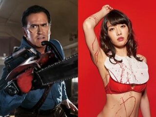 【死霊のはらわた×今野杏南】悪霊をチェーンソーでギッタギタ　Fカップが吹き出す返り血でビッシャビシャ！