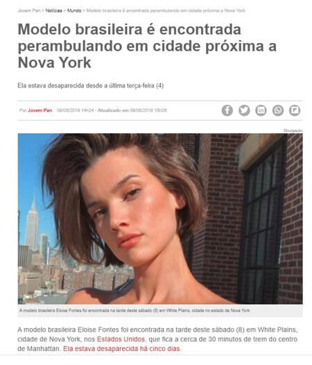 失踪した人気美女モデルがブラジル貧困地区で保護される！まるで廃人の変わりようにメディア騒然！の画像1