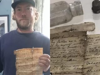 壁に隠された92年前の瓶入りメッセージを発見！ 執筆者不明、書かれていたのは…？＝英