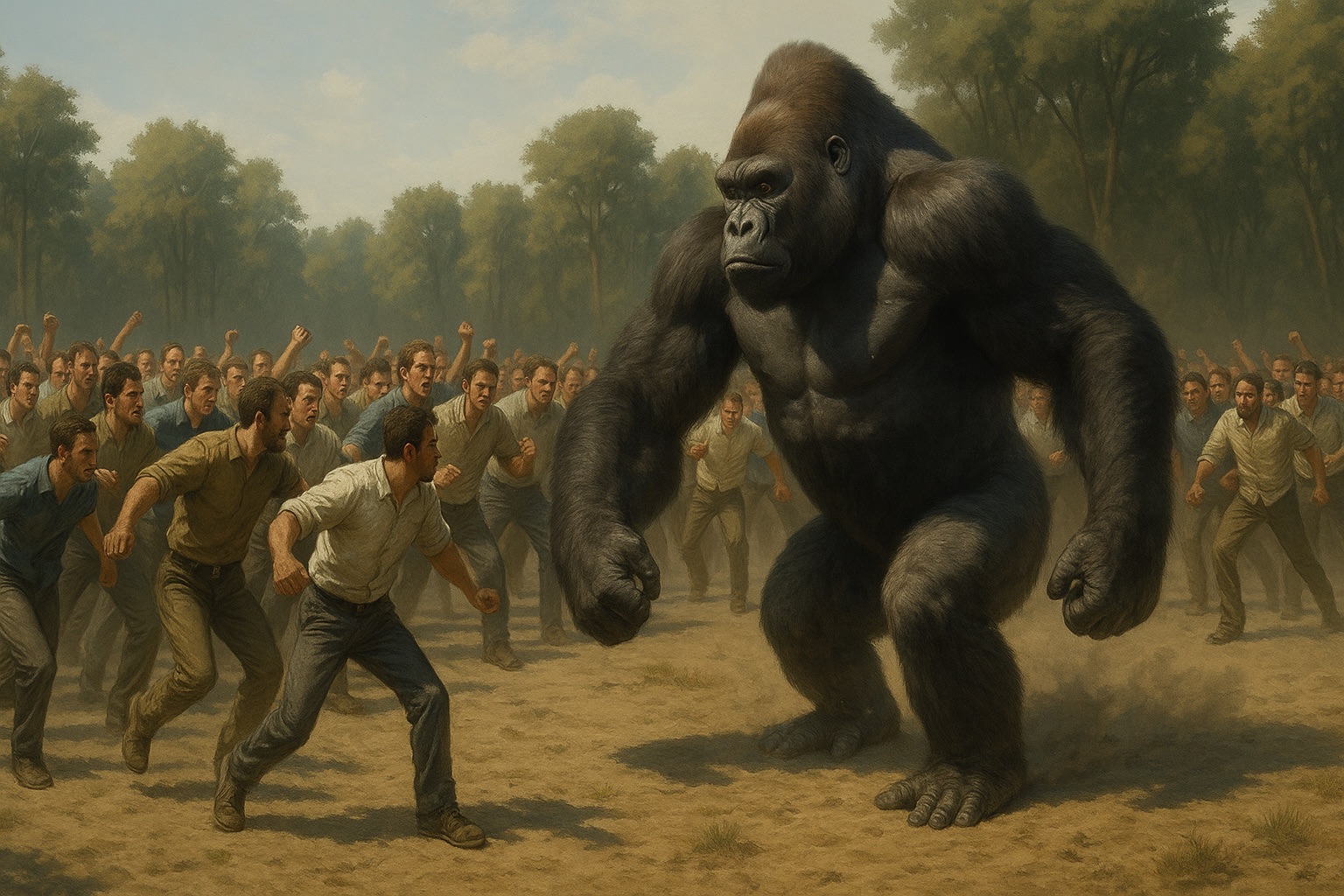 「人間100人 vs ゴリラ1匹」勝つのはどっち?地獄のようなシミュレーションが話題の画像1