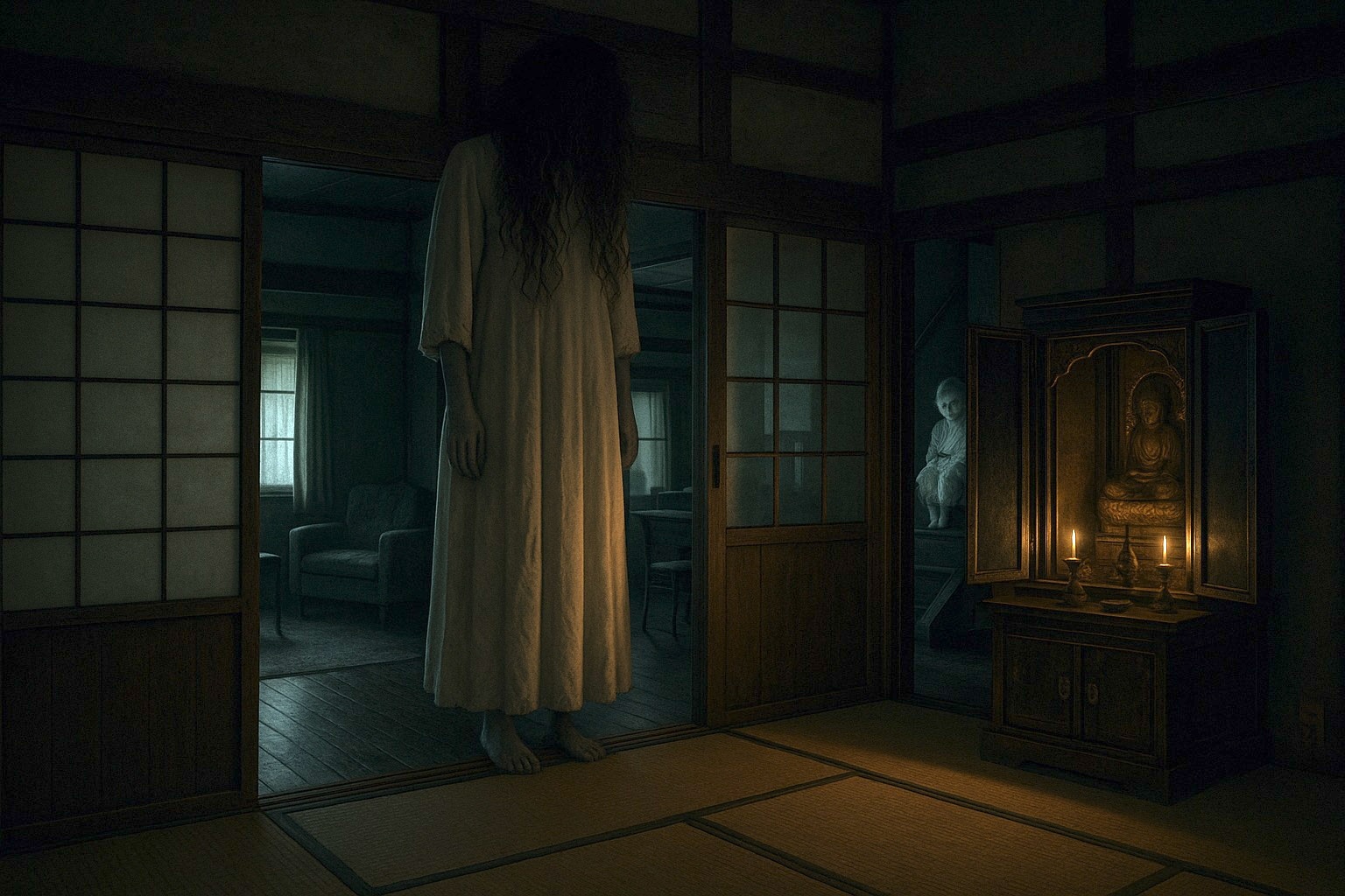 【実話怪談】祖母を狂わせた『でる家』― 彼女の背後に立つ"白いドレスの巨人"の画像1