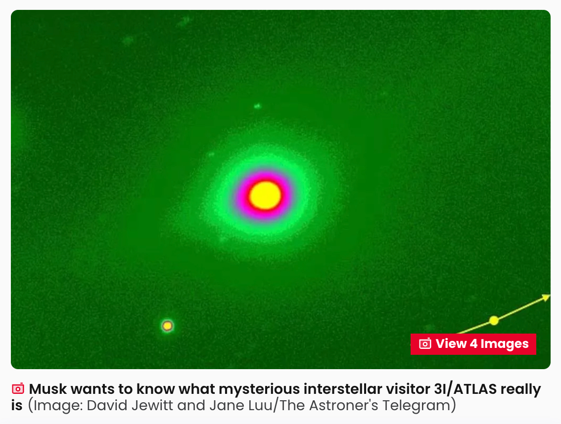 イーロン・マスク氏、3I/ATLASに言及「もし衝突すれば大陸を消滅させる」地球外生命体の可能性も「分からない」の画像1