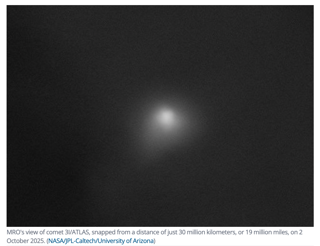 ついに“宇宙船説”に終止符？ 火星探査機が捉えた恒星間天体「3I/ATLAS」の“真の姿”をNASAが公開の画像2