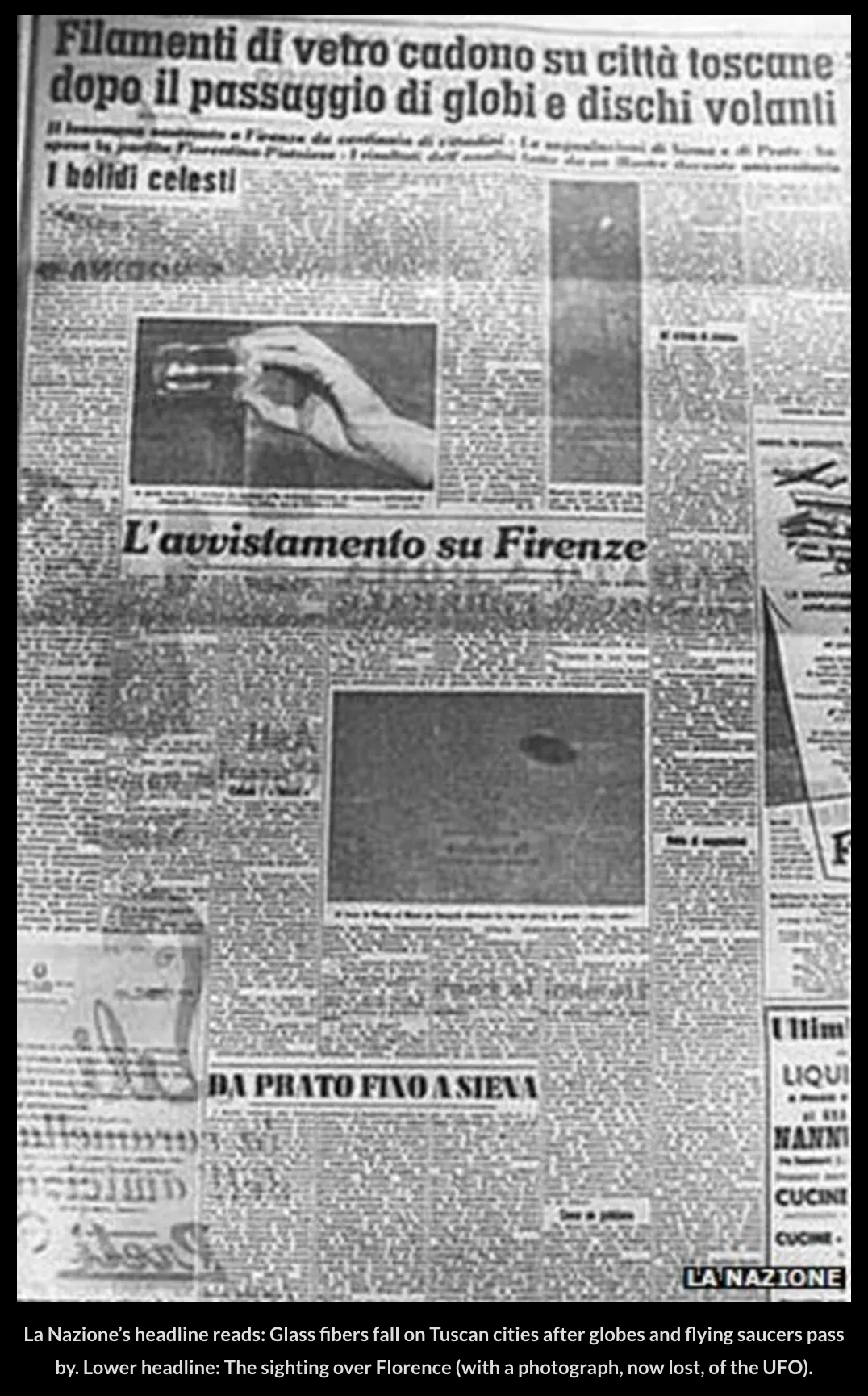 1万人が目撃した伝説の「フィオレンティーナUFO事件」― サッカーの試合を中断させた“卵型の物体”と、空から降った“銀色の糸＝エンジェルヘア”の正体とはの画像1