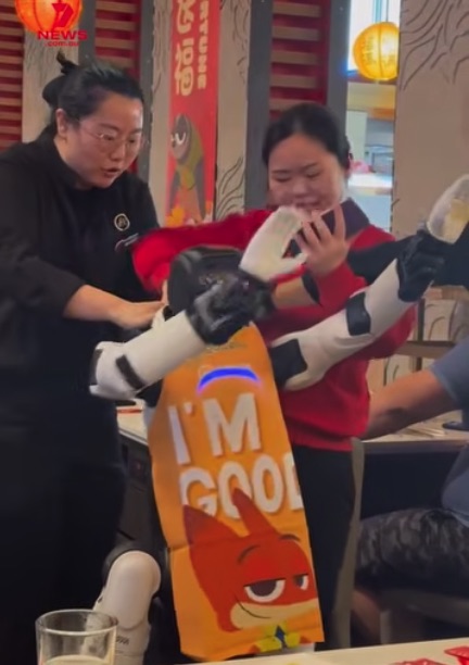 【動画あり】レストランのAIロボット店員が突如ブチギレ発狂！ テーブルを激しく叩き、謎のダンスを踊り狂う事態にの画像3