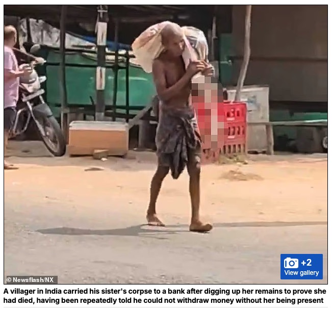 【衝撃】インドの男性、銀行口座解約のため姉の遺体を掘り起こして3キロ運ぶの画像2