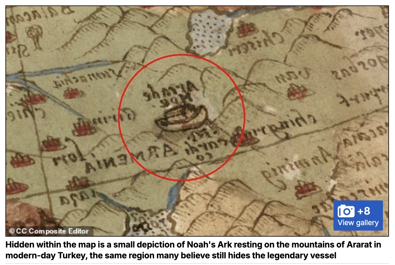 ノアの方舟の場所は1587年の世界地図に描かれていた!? 聖書の寸法と一致する“謎の地形”を指し示す「440年前の古地図」の謎の画像1